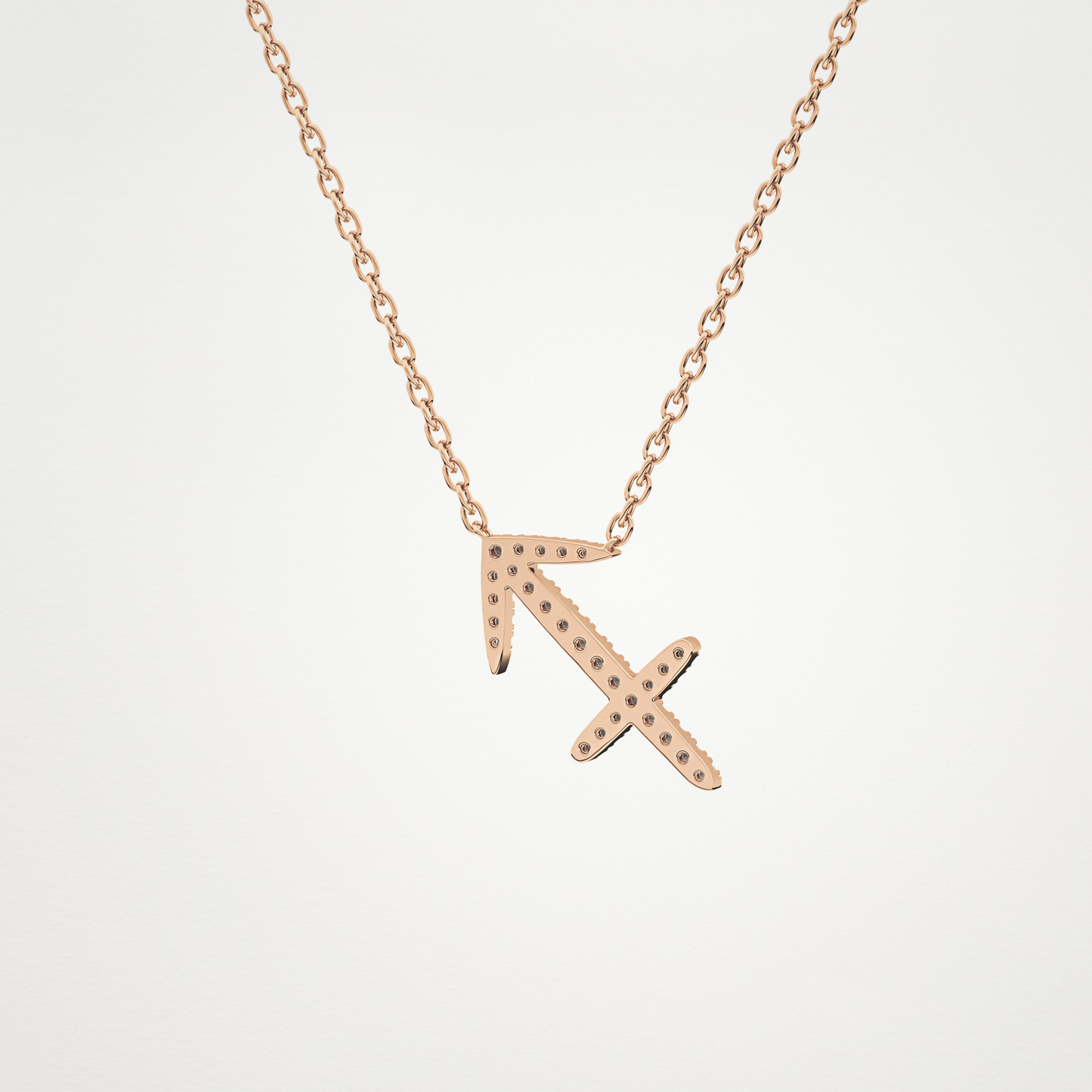 0.042 TCW Round Lab Grown Diamond Sagittarius Zodiac Sign Necklace