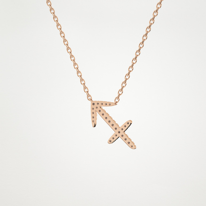 0.042 TCW Round Lab Grown Diamond Sagittarius Zodiac Sign Necklace