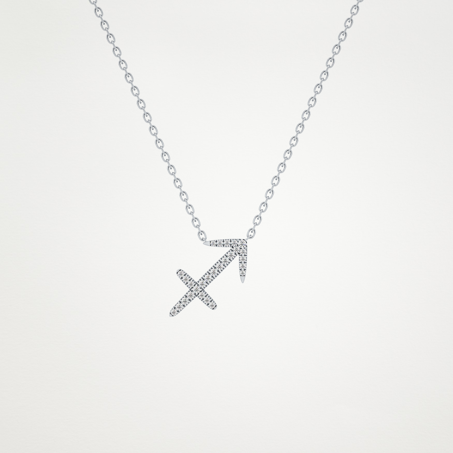 0.042 TCW Round Lab Grown Diamond Sagittarius Zodiac Sign Necklace