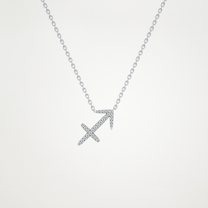 0.042 TCW Round Lab Grown Diamond Sagittarius Zodiac Sign Necklace