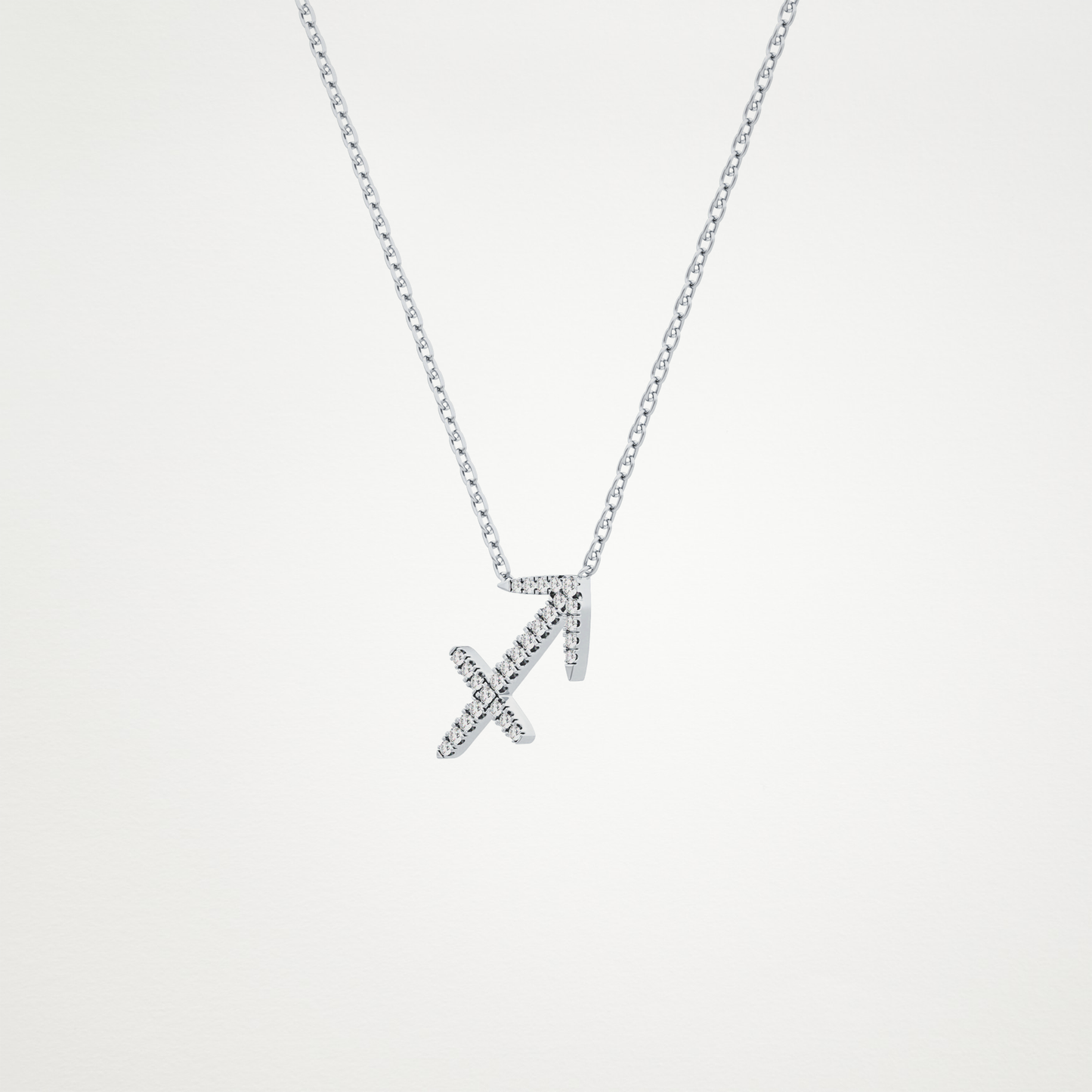 0.042 TCW Round Lab Grown Diamond Sagittarius Zodiac Sign Necklace