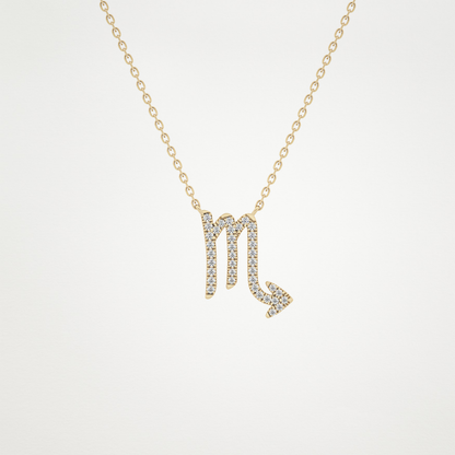 0.093 TCW Round Lab Grown Diamond Scorpio Zodiac Sign Necklace