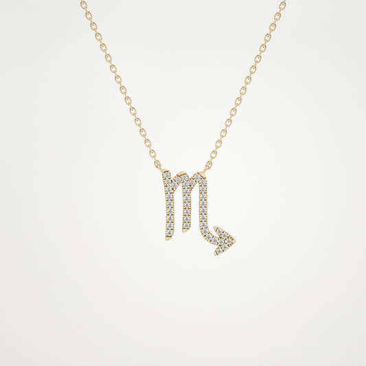 0.093 TCW Round Lab Grown Diamond Scorpio Zodiac Sign Necklace