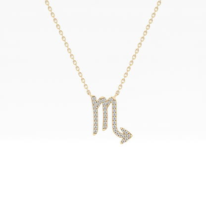 0.093 TCW Round Lab Grown Diamond Scorpio Zodiac Sign Necklace