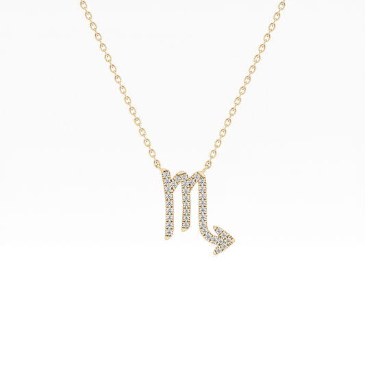 0.093 TCW Round Lab Grown Diamond Scorpio Zodiac Sign Necklace