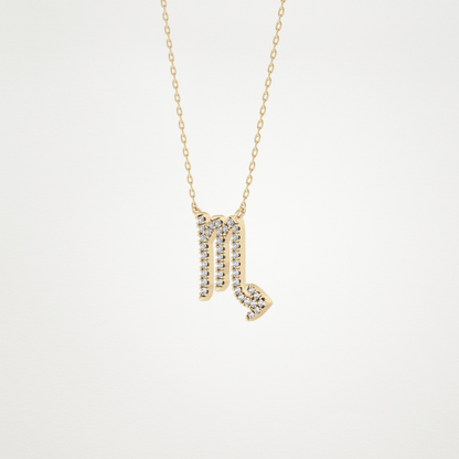 0.093 TCW Round Lab Grown Diamond Scorpio Zodiac Sign Necklace