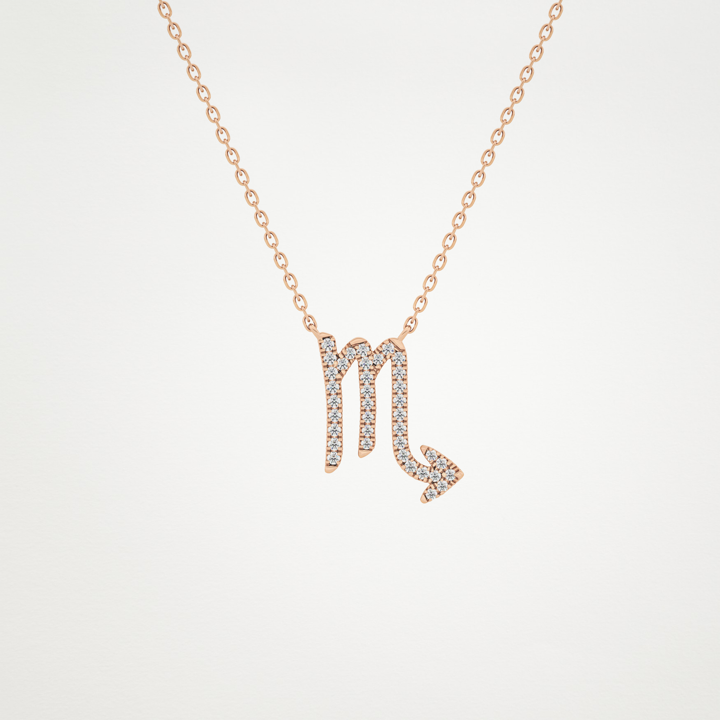 0.093 TCW Round Lab Grown Diamond Scorpio Zodiac Sign Necklace
