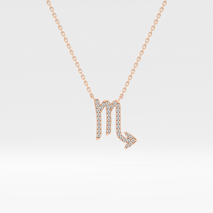 0.093 TCW Round Lab Grown Diamond Scorpio Zodiac Sign Necklace