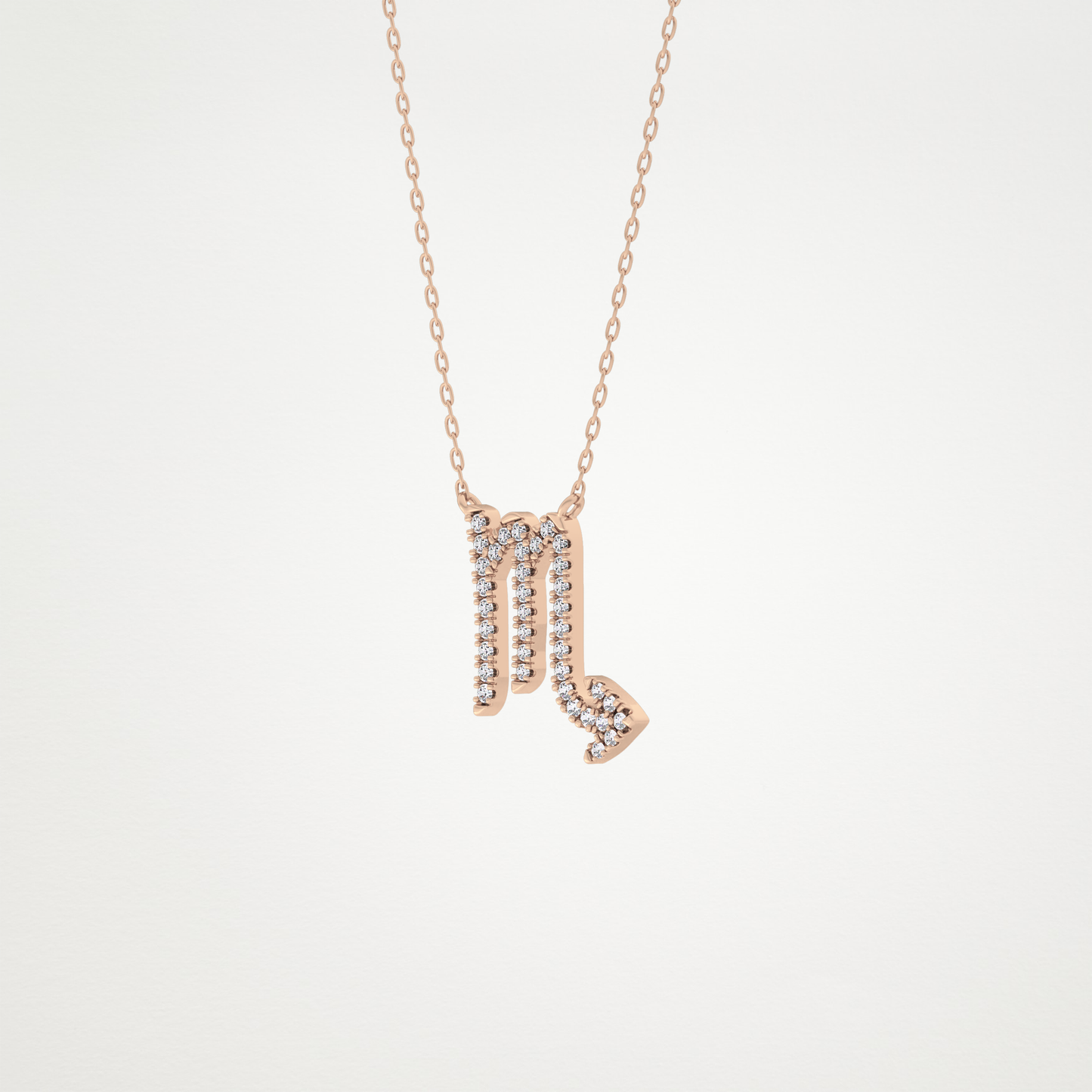 0.093 TCW Round Lab Grown Diamond Scorpio Zodiac Sign Necklace