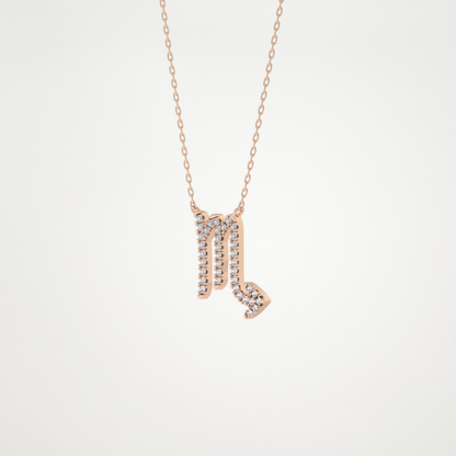 0.093 TCW Round Lab Grown Diamond Scorpio Zodiac Sign Necklace