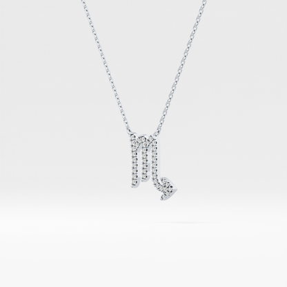 0.093 TCW Round Lab Grown Diamond Scorpio Zodiac Sign Necklace