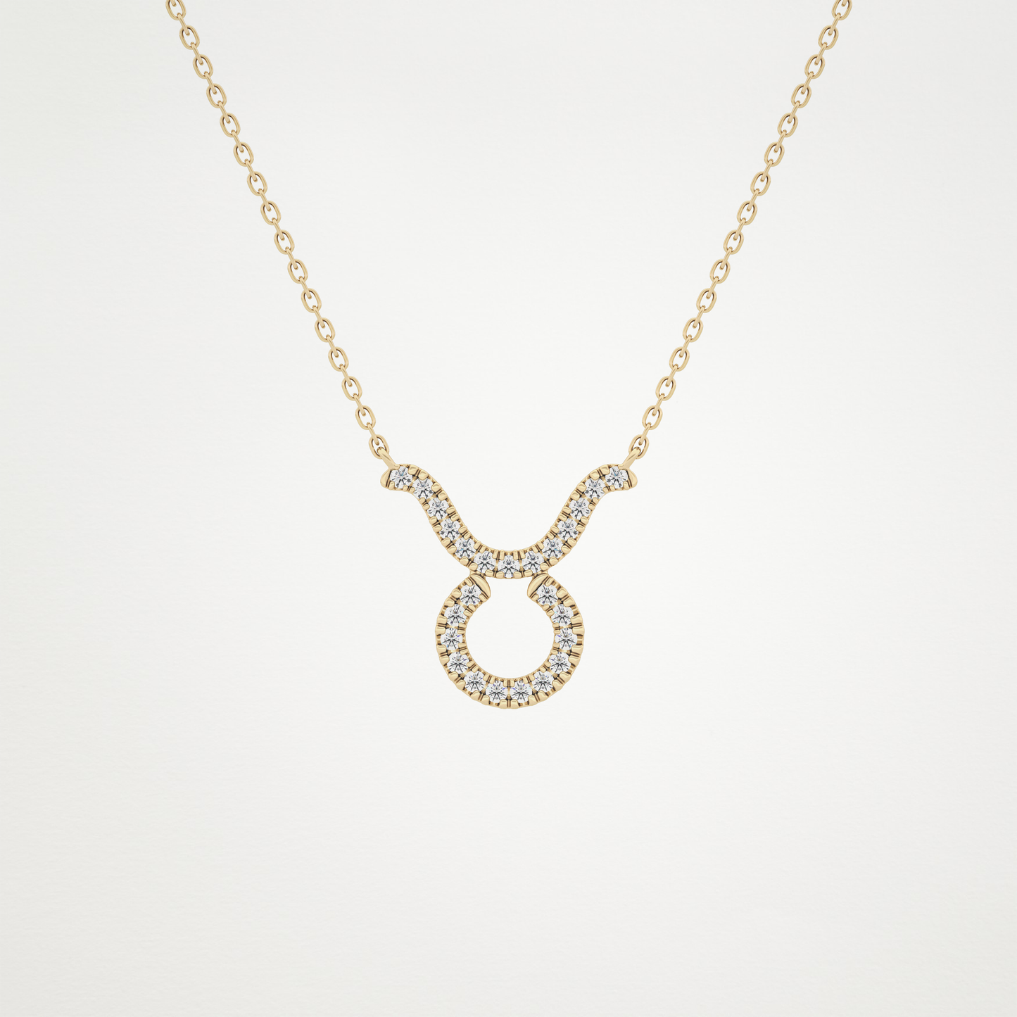 0.12 TCW Round Lab Grown Diamond Taurus Zodiac Sign Necklace