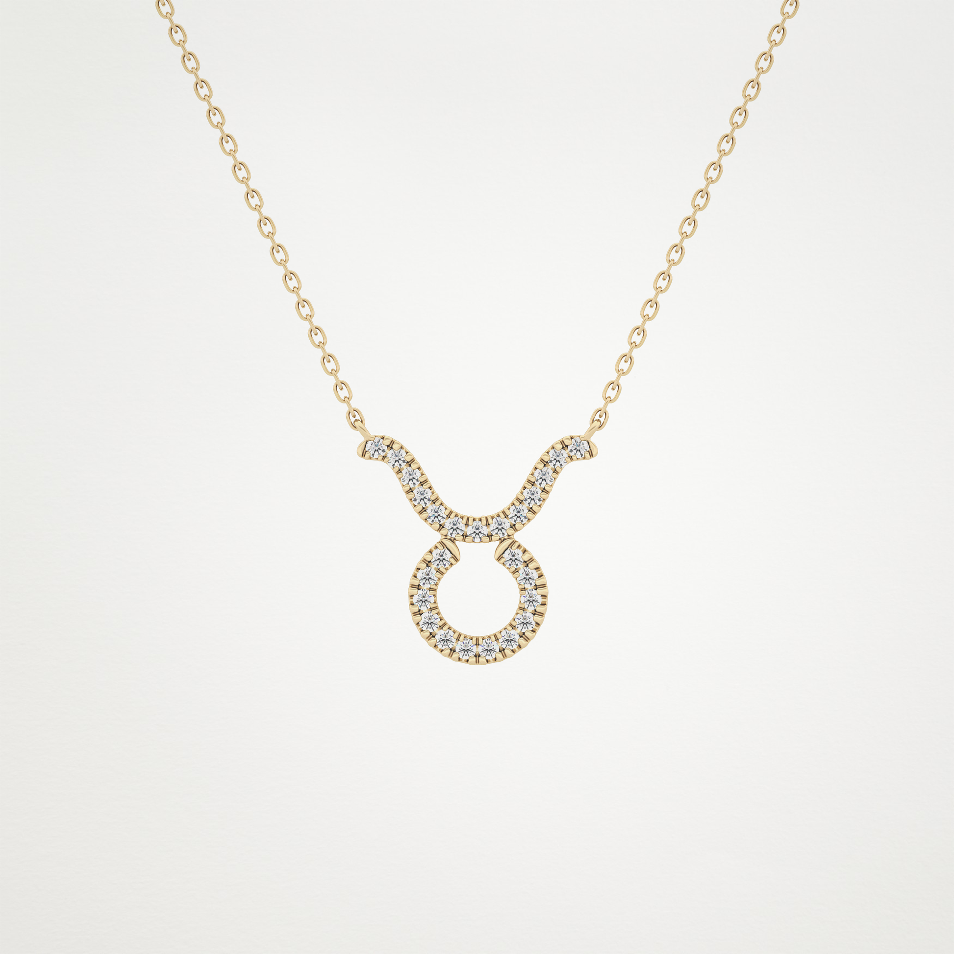 0.12 TCW Round Lab Grown Diamond Taurus Zodiac Sign Necklace
