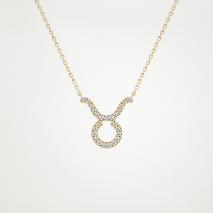 0.12 TCW Round Lab Grown Diamond Taurus Zodiac Sign Necklace