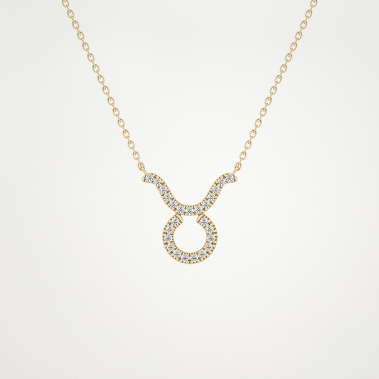 0.12 TCW Round Lab Grown Diamond Taurus Zodiac Sign Necklace