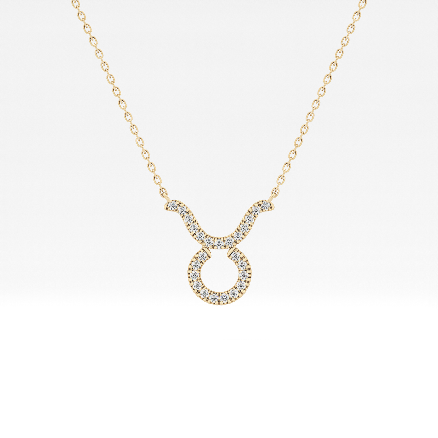 0.12 TCW Round Lab Grown Diamond Taurus Zodiac Sign Necklace