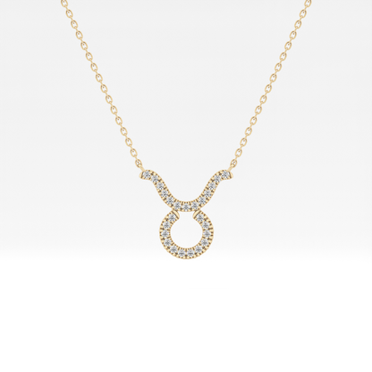 0.12 TCW Round Lab Grown Diamond Taurus Zodiac Sign Necklace