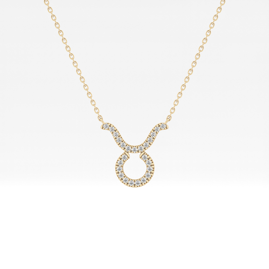 0.12 TCW Round Lab Grown Diamond Taurus Zodiac Sign Necklace