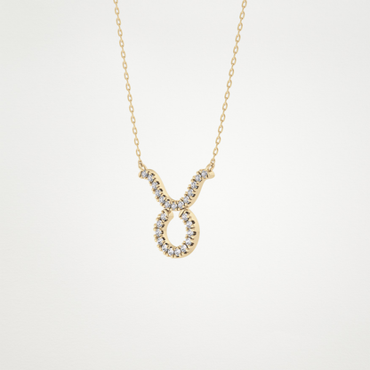 0.12 TCW Round Lab Grown Diamond Taurus Zodiac Sign Necklace
