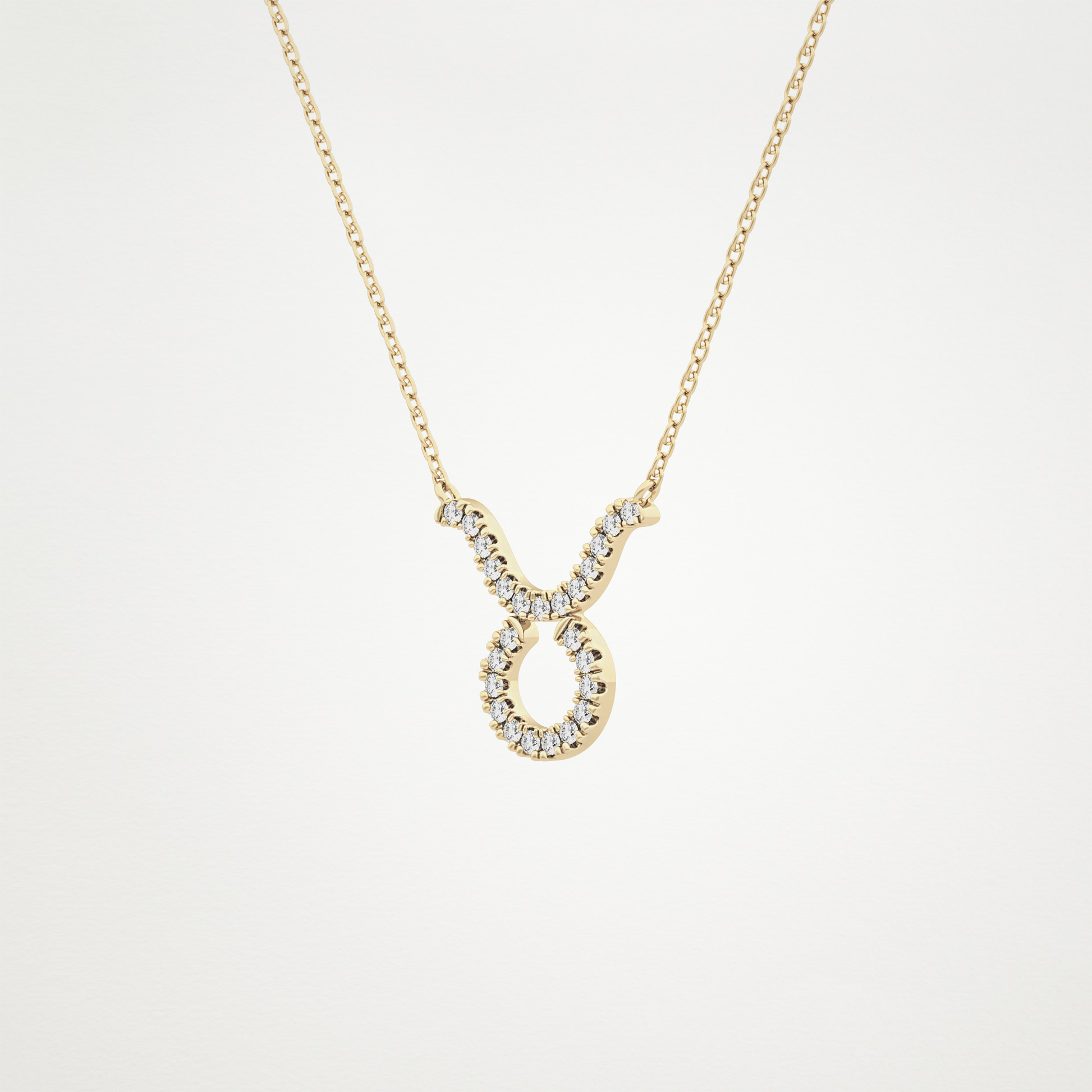 0.12 TCW Round Lab Grown Diamond Taurus Zodiac Sign Necklace