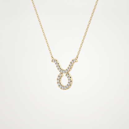 0.12 TCW Round Lab Grown Diamond Taurus Zodiac Sign Necklace