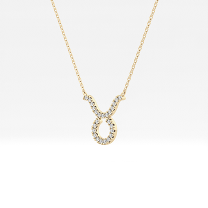 0.12 TCW Round Lab Grown Diamond Taurus Zodiac Sign Necklace