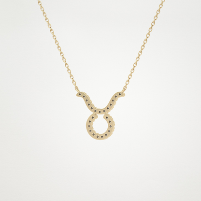 0.12 TCW Round Lab Grown Diamond Taurus Zodiac Sign Necklace