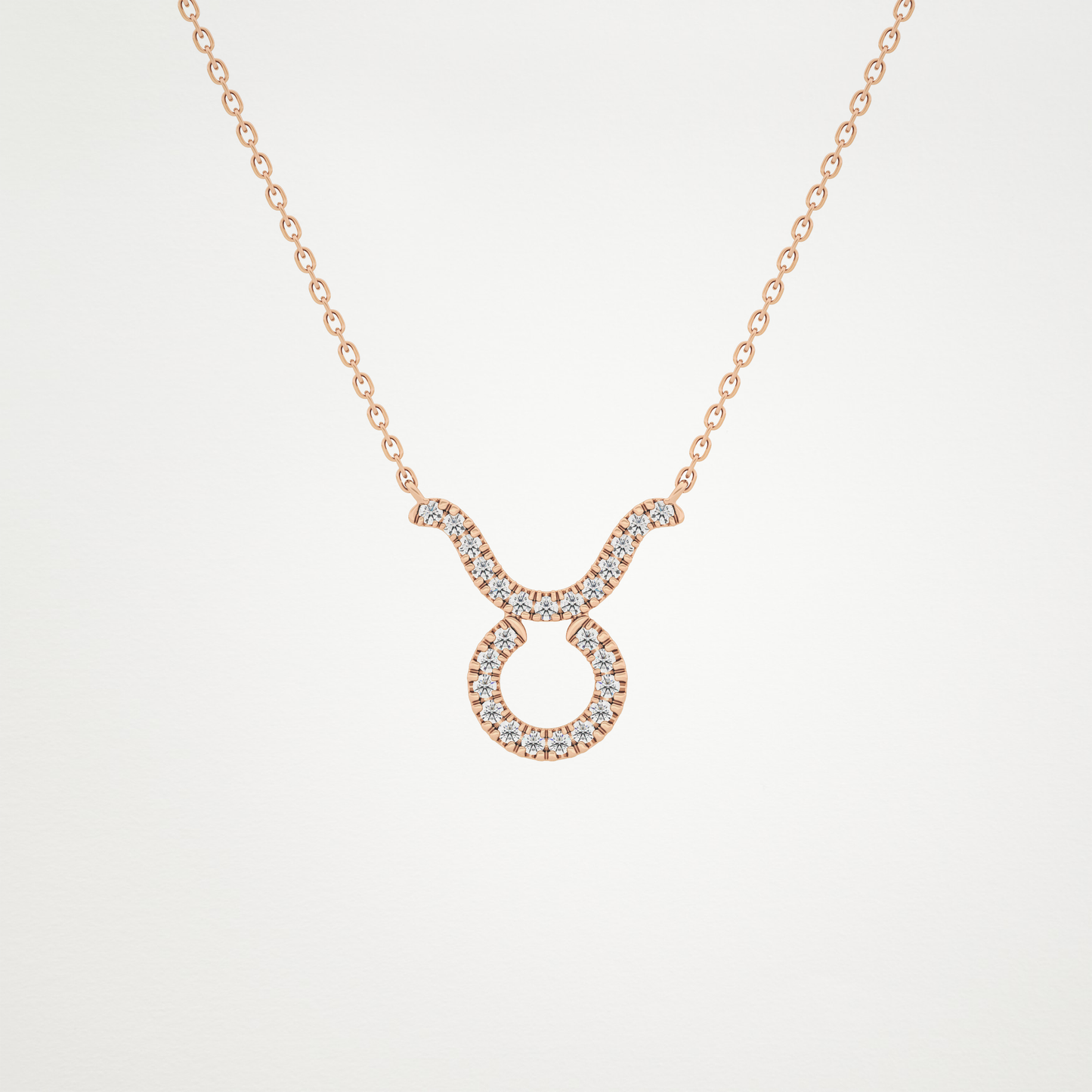 0.12 TCW Round Lab Grown Diamond Taurus Zodiac Sign Necklace