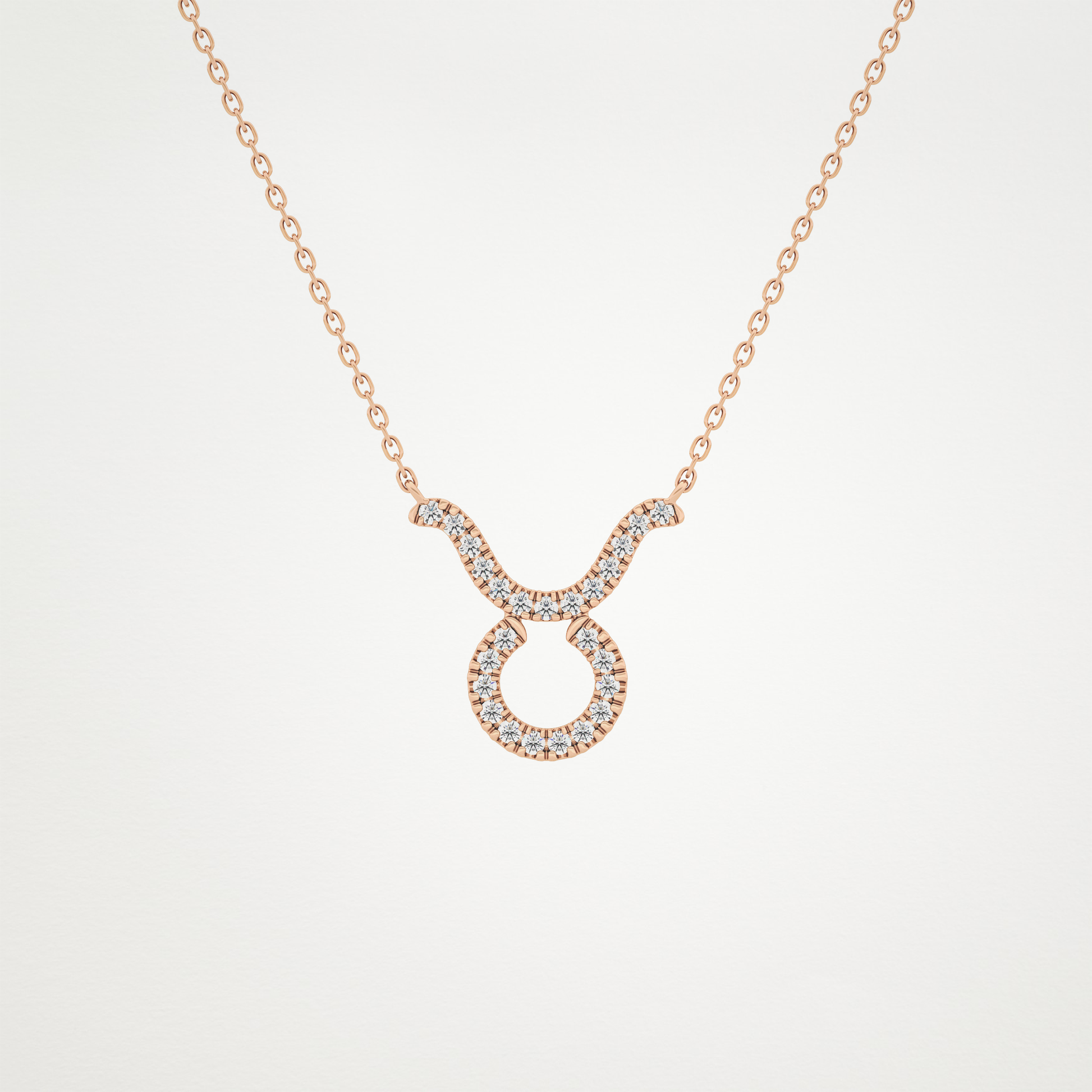 0.12 TCW Round Lab Grown Diamond Taurus Zodiac Sign Necklace