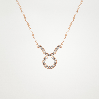 0.12 TCW Round Lab Grown Diamond Taurus Zodiac Sign Necklace