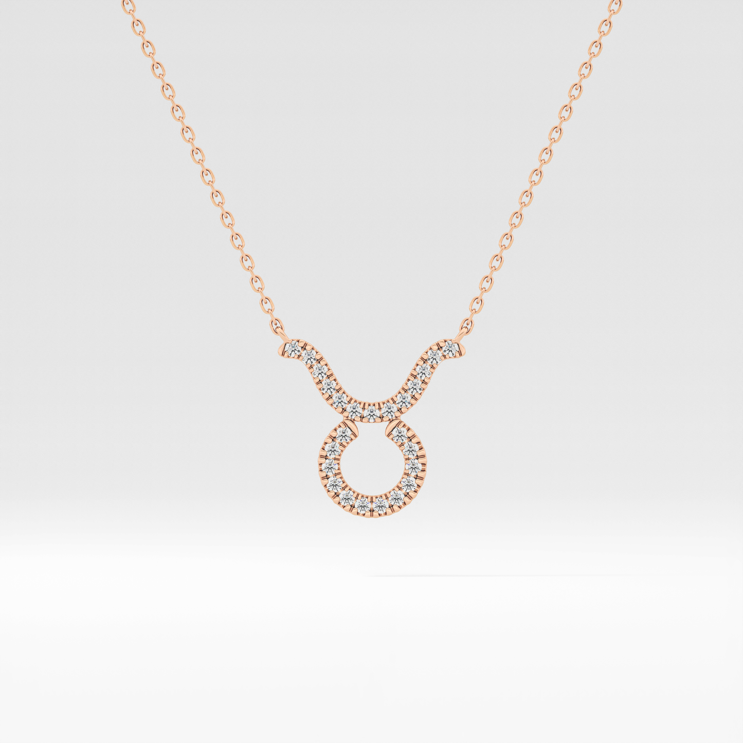 0.12 TCW Round Lab Grown Diamond Taurus Zodiac Sign Necklace