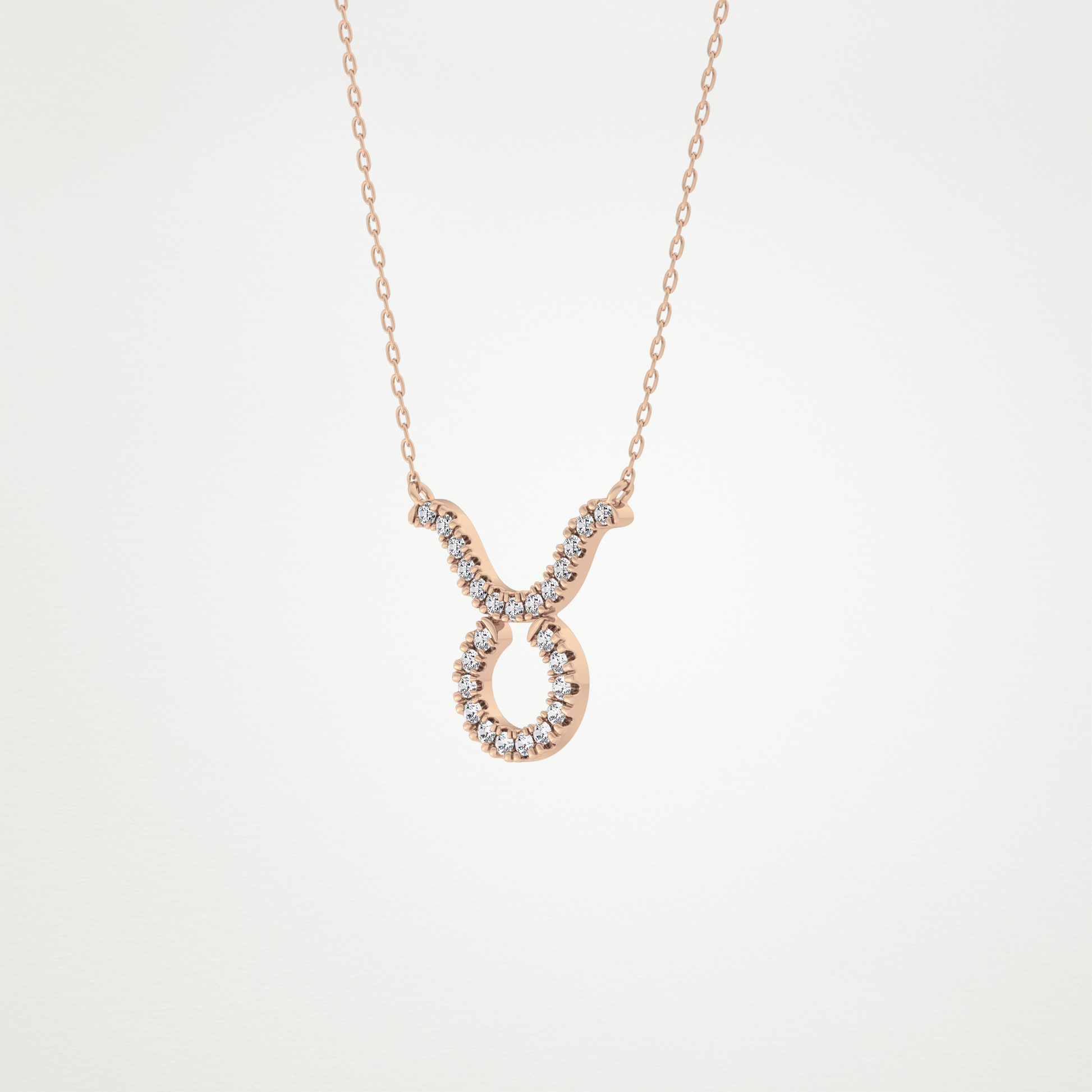 0.12 TCW Round Lab Grown Diamond Taurus Zodiac Sign Necklace