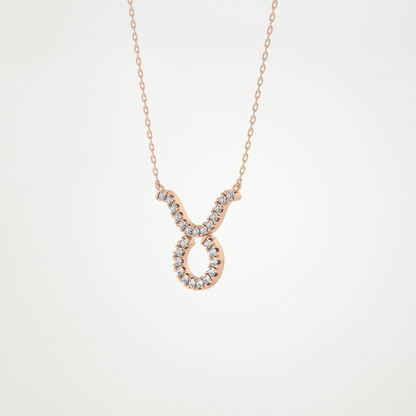 0.12 TCW Round Lab Grown Diamond Taurus Zodiac Sign Necklace
