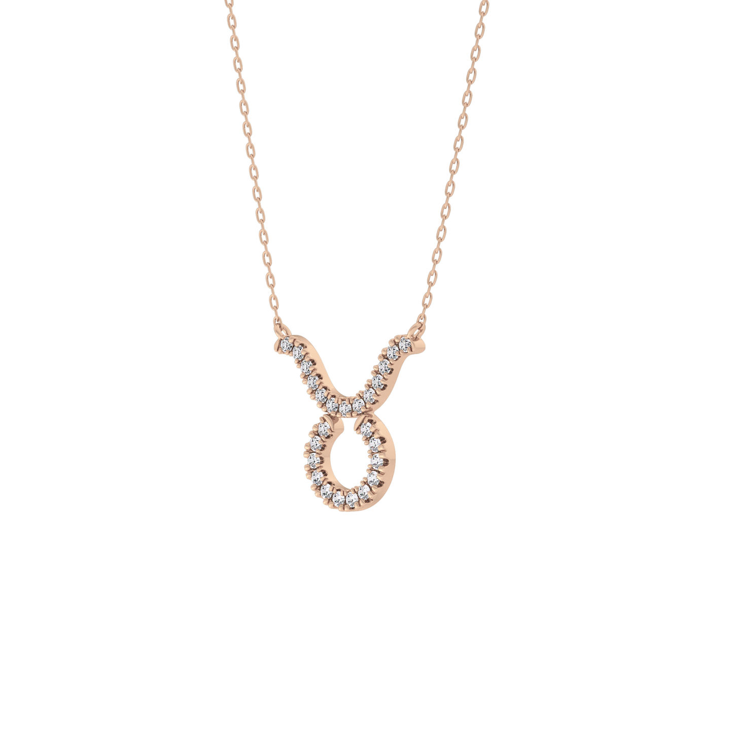 0.12 TCW Round Lab Grown Diamond Taurus Zodiac Sign Necklace