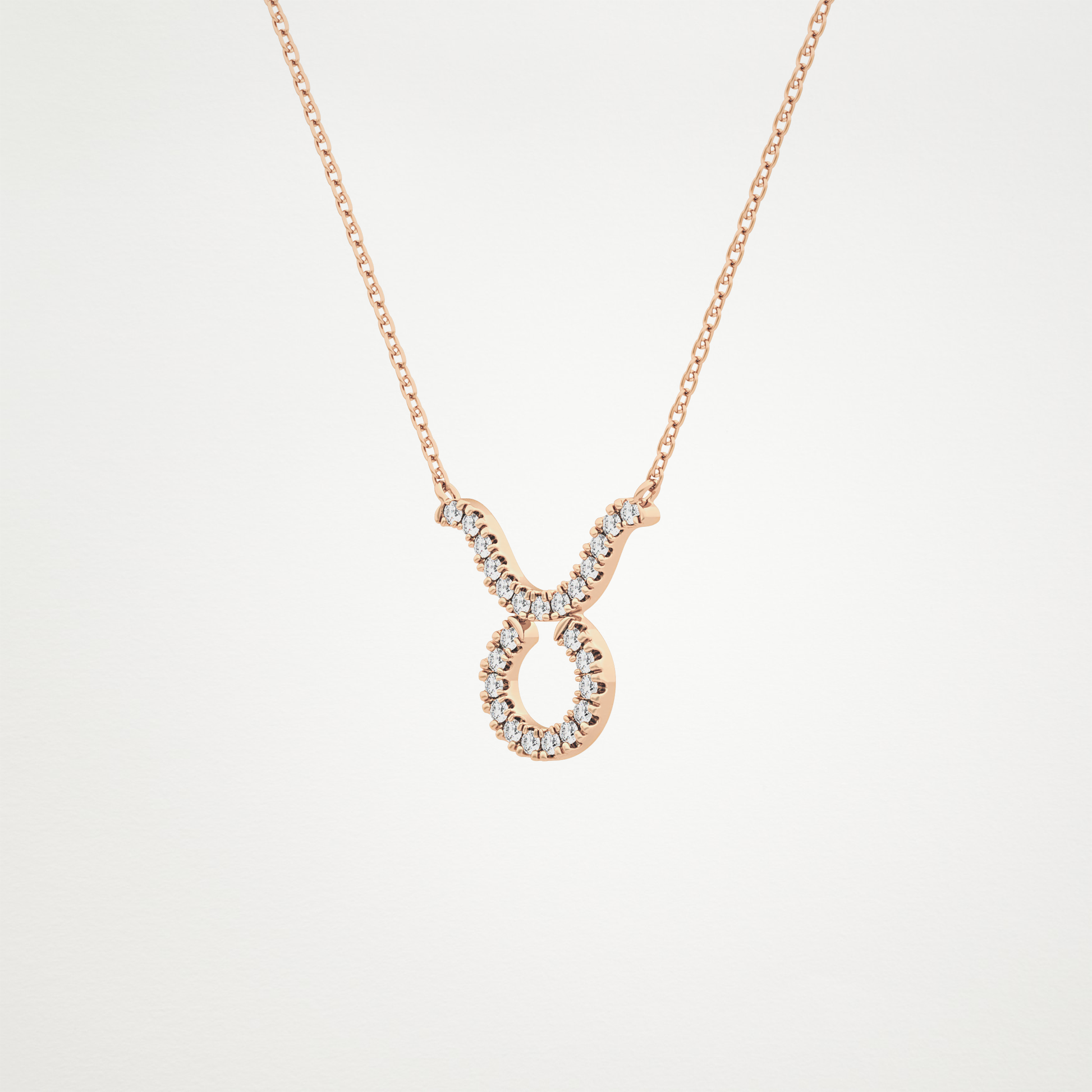0.12 TCW Round Lab Grown Diamond Taurus Zodiac Sign Necklace