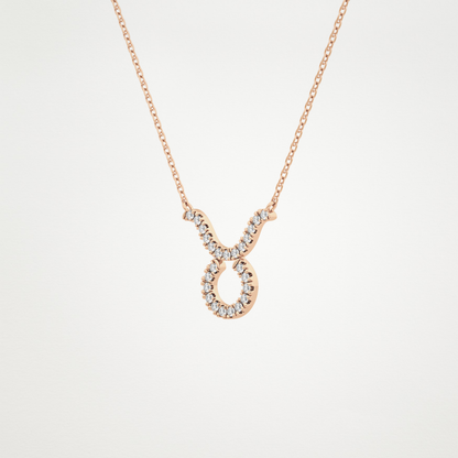 0.12 TCW Round Lab Grown Diamond Taurus Zodiac Sign Necklace