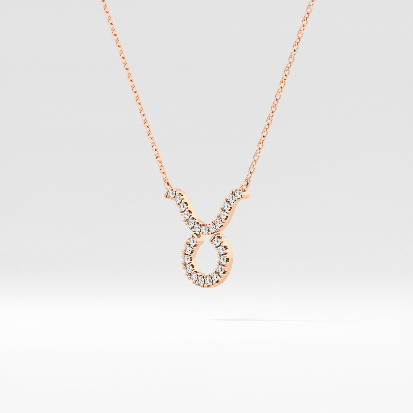 0.12 TCW Round Lab Grown Diamond Taurus Zodiac Sign Necklace