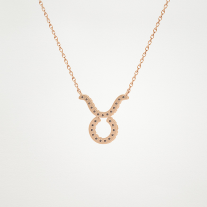 0.12 TCW Round Lab Grown Diamond Taurus Zodiac Sign Necklace