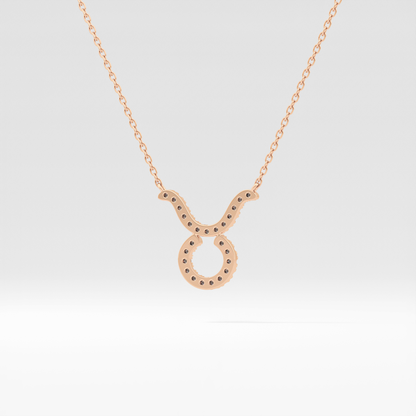 0.12 TCW Round Lab Grown Diamond Taurus Zodiac Sign Necklace