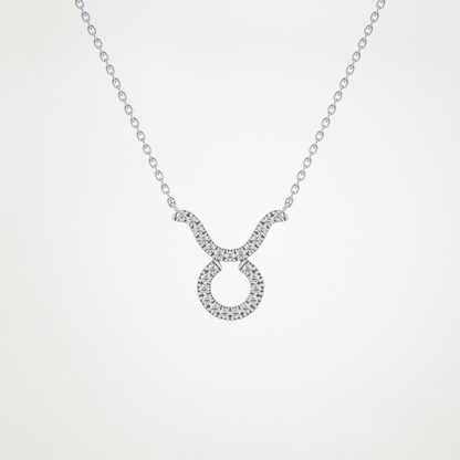 0.12 TCW Round Lab Grown Diamond Taurus Zodiac Sign Necklace