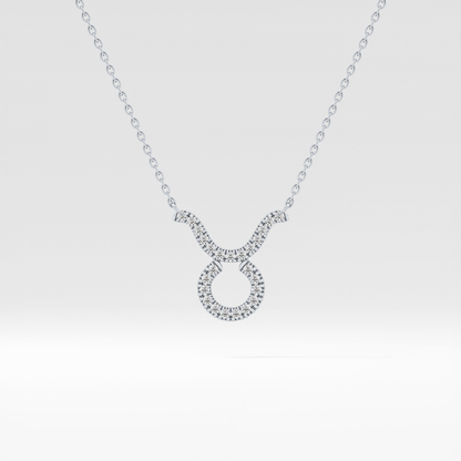 0.12 TCW Round Lab Grown Diamond Taurus Zodiac Sign Necklace