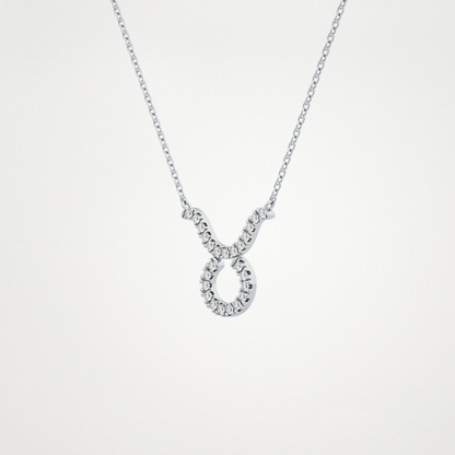 0.12 TCW Round Lab Grown Diamond Taurus Zodiac Sign Necklace
