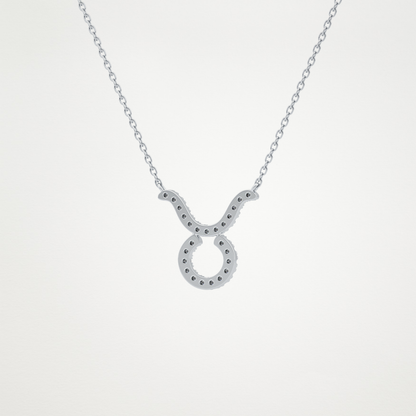 0.12 TCW Round Lab Grown Diamond Taurus Zodiac Sign Necklace