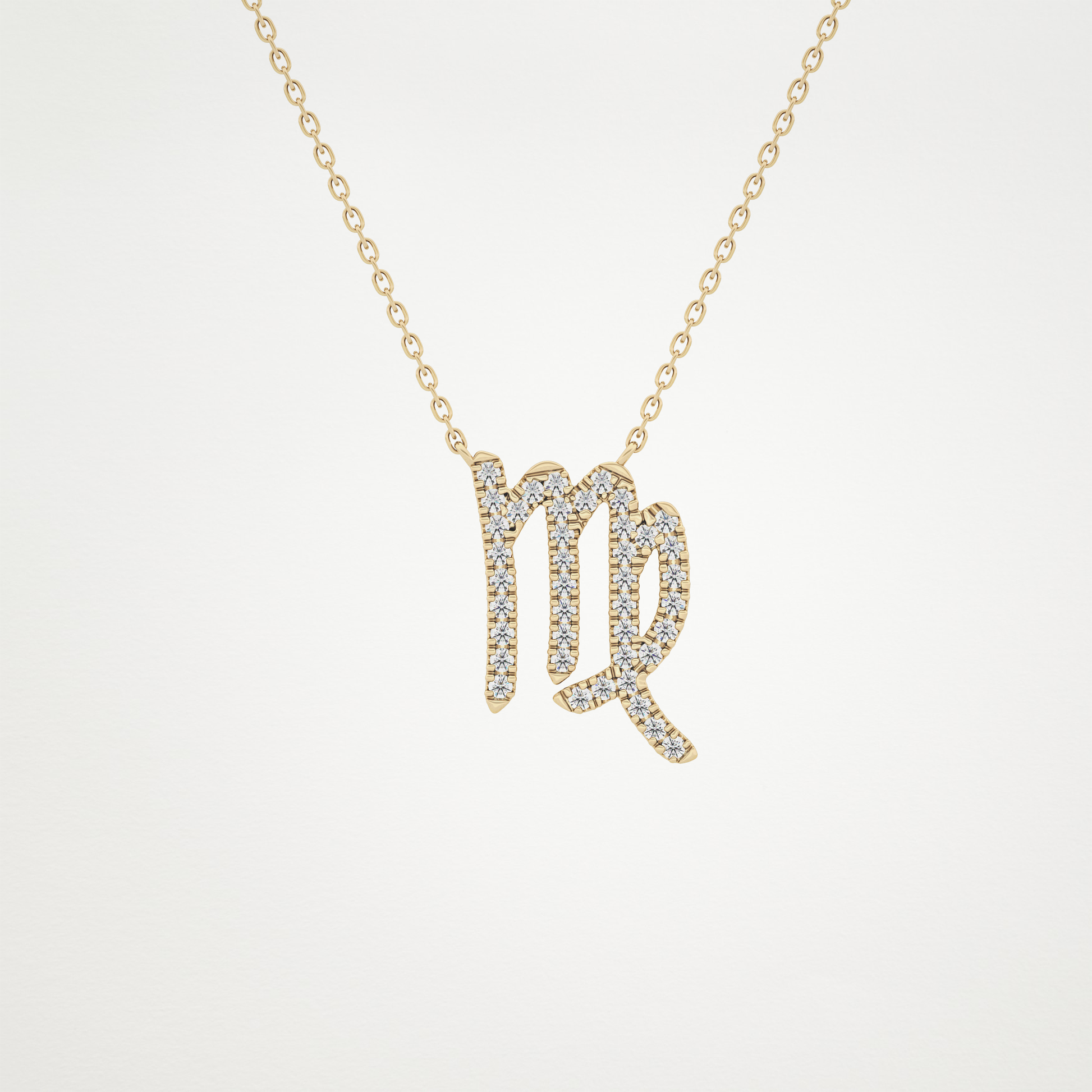 0.204 TCW Round Lab Grown Diamond Virgo Zodiac Sign Necklace