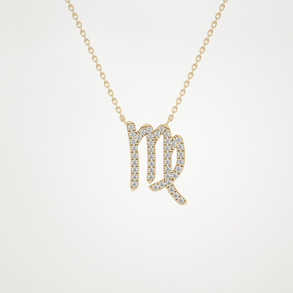 0.204 TCW Round Lab Grown Diamond Virgo Zodiac Sign Necklace