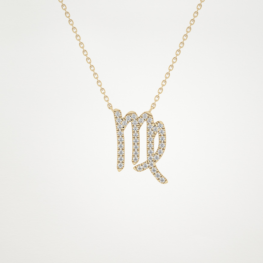 0.204 TCW Round Lab Grown Diamond Virgo Zodiac Sign Necklace