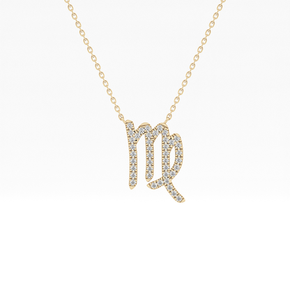 0.204 TCW Round Lab Grown Diamond Virgo Zodiac Sign Necklace