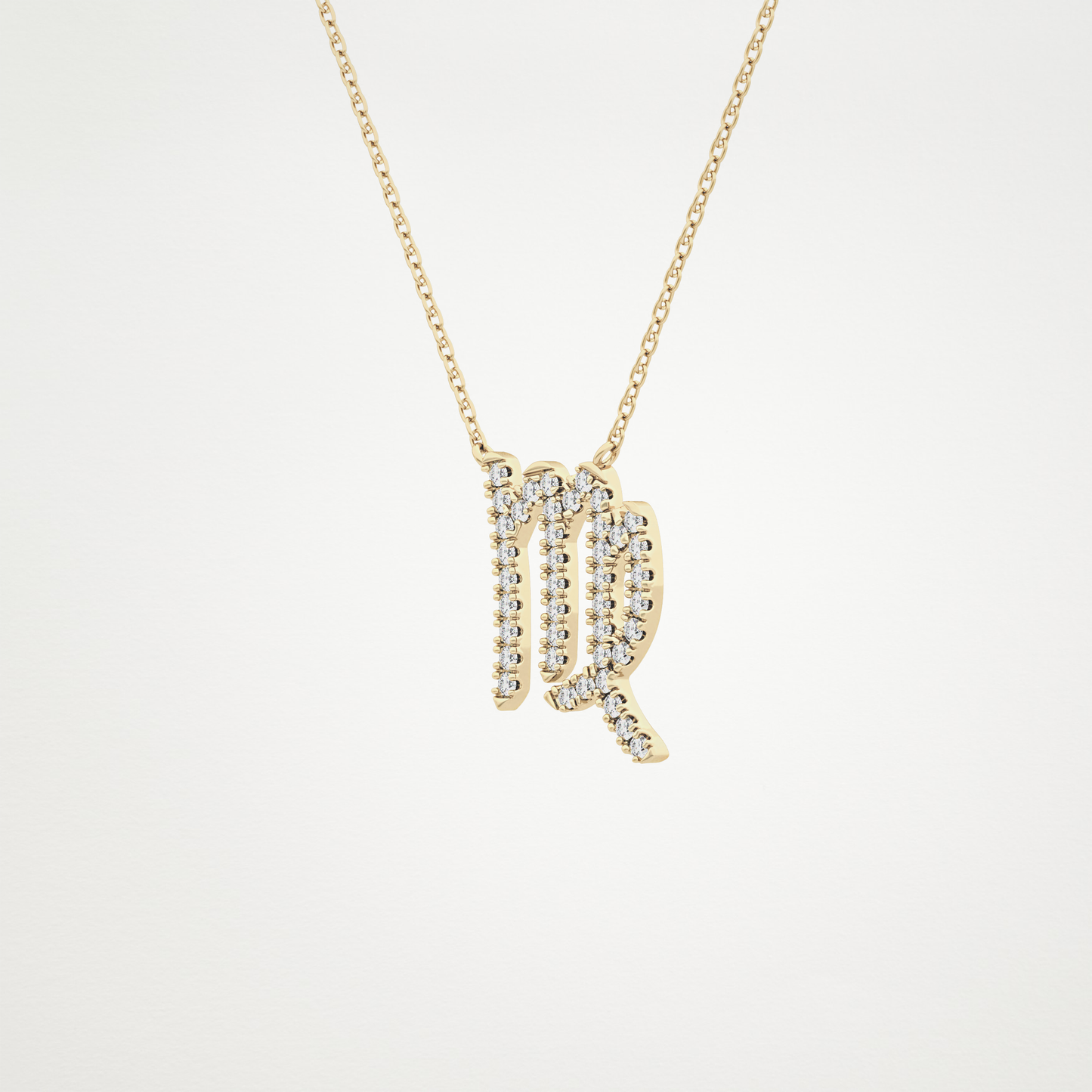 0.204 TCW Round Lab Grown Diamond Virgo Zodiac Sign Necklace