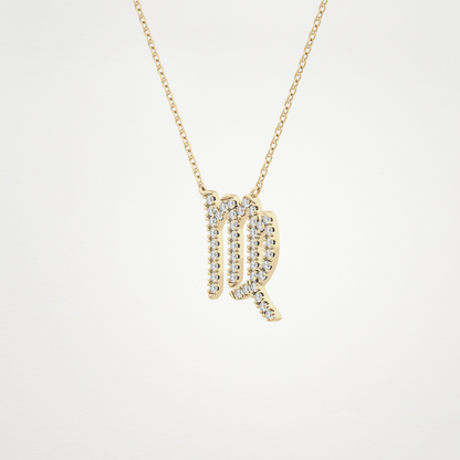 0.204 TCW Round Lab Grown Diamond Virgo Zodiac Sign Necklace