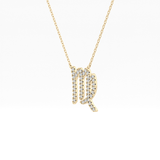 0.204 TCW Round Lab Grown Diamond Virgo Zodiac Sign Necklace